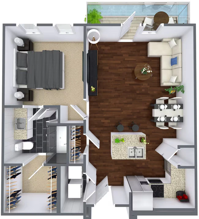 One Bedroom/One Bath 2111 floor plan